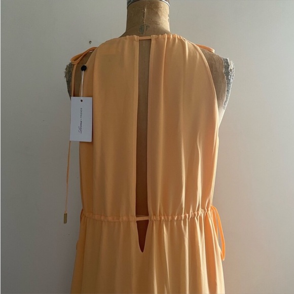 Lovers+Friends] Deep slits Drawstring neck line&waist Crepe Maxi Dress Tangerine - Picture 13 of 16